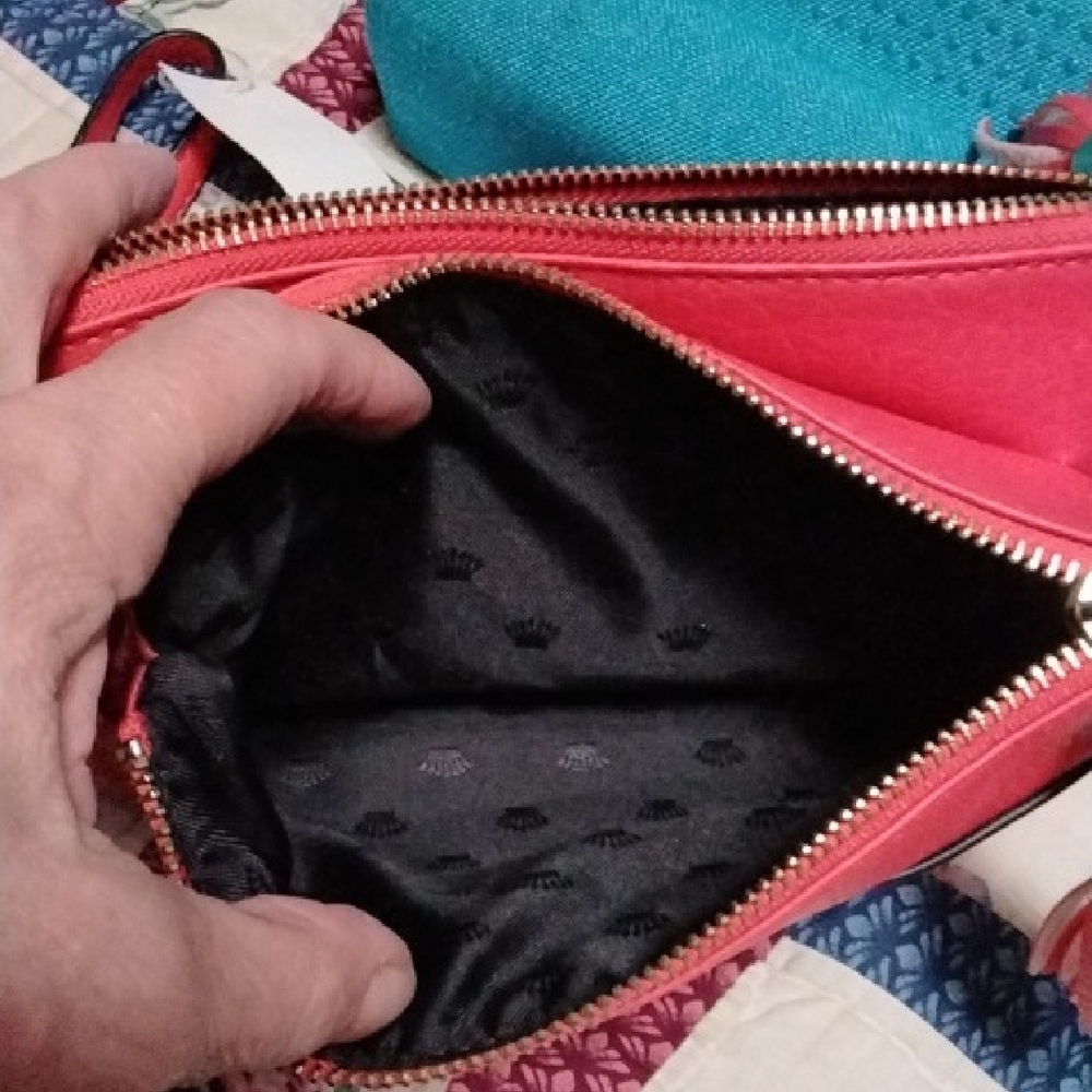 Juicy Couture Coral Double Zip Wristlet with Gold Details - Picture 3 of 6